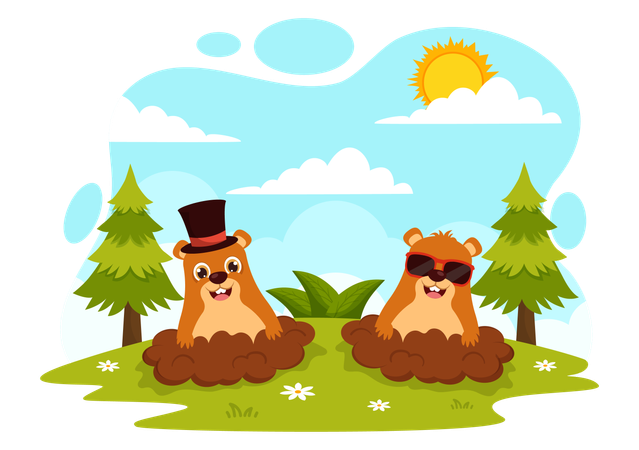 Happy Groundhog Day  Illustration