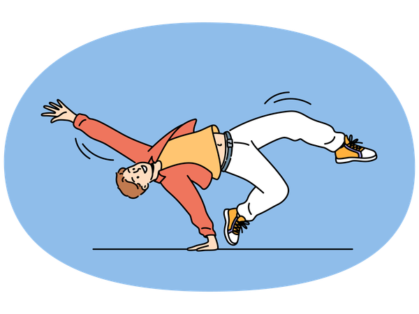 Happy guy breakdancing  Illustration