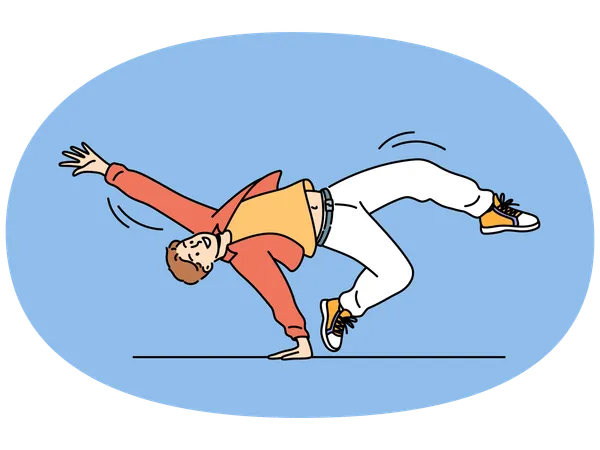 Happy guy breakdancing  Illustration