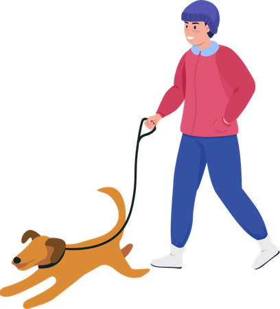 Happy guy with dog  Illustration