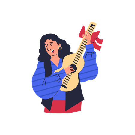 Happy gypsy man playing guitar  Illustration
