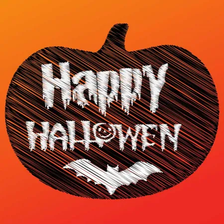 Happy Halloween Typography In Pumpkin And Bat Orange Background Illustration