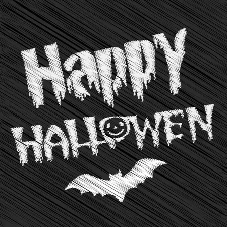 Happy Halloween Typography With Bat And Pumpkin Illustration