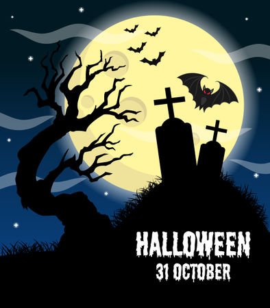 Happy Halloween Vector Poster  Illustration