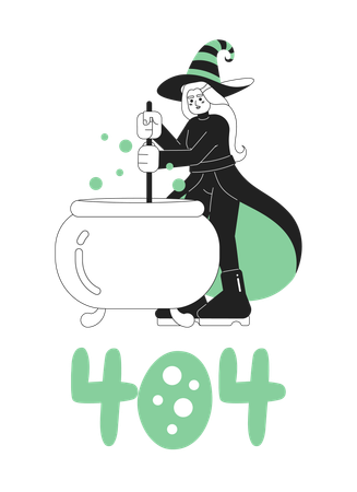 Happy halloween witch with cauldron  Illustration