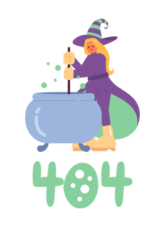 Happy halloween witch with cauldron  Illustration