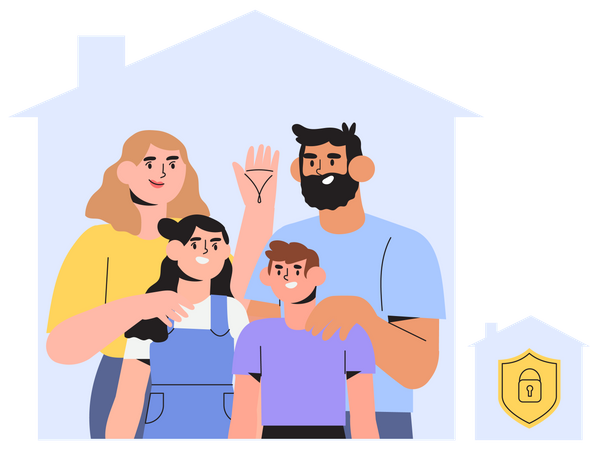 Happy healthy family stay at home  Illustration