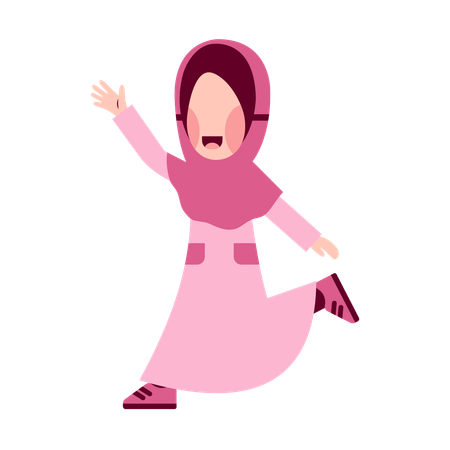 Happy Hijab Girl  Illustration