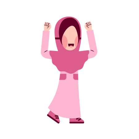 Happy Hijab Girl  Illustration