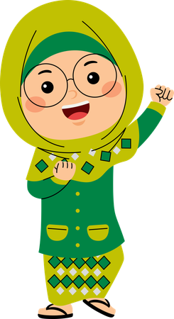 Happy hijab girl  Illustration