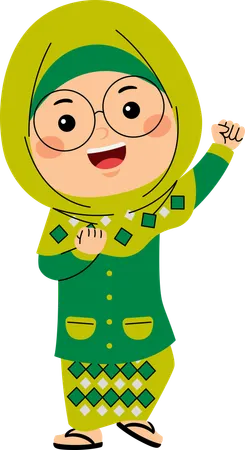 Happy hijab girl  Illustration