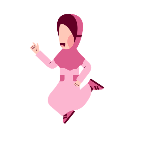 Happy Hijab Girl  Illustration