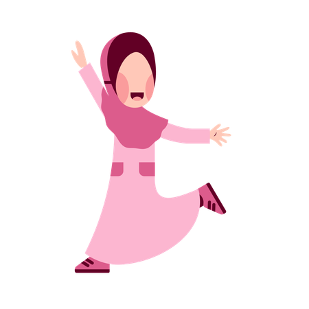 Happy Hijab Girl  Illustration