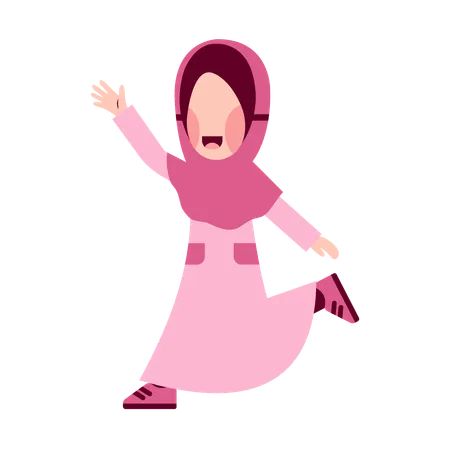 Happy Hijab Girl  Illustration