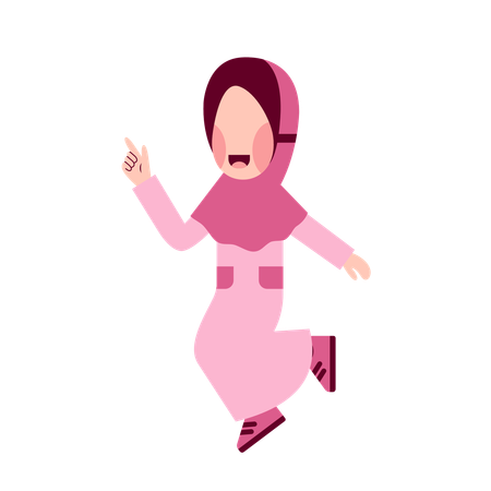 Happy Hijab Girl  Illustration