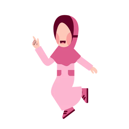 Happy Hijab Girl  Illustration