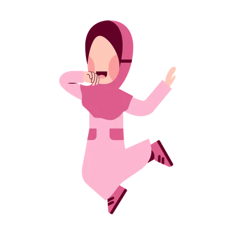 Happy Hijab Girl  Illustration