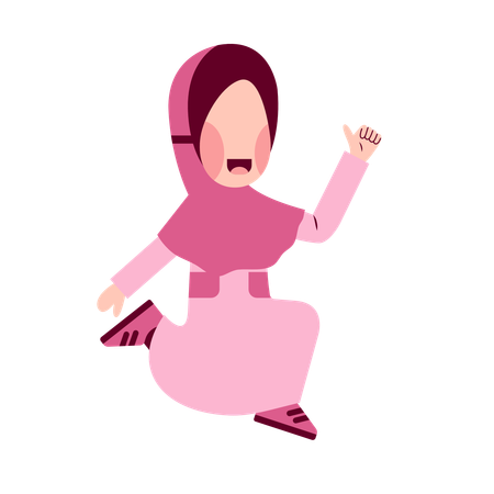 Happy Hijab Girl  Illustration