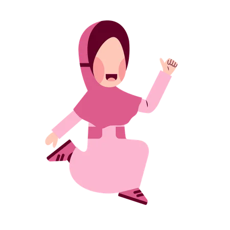 Happy Hijab Girl  Illustration