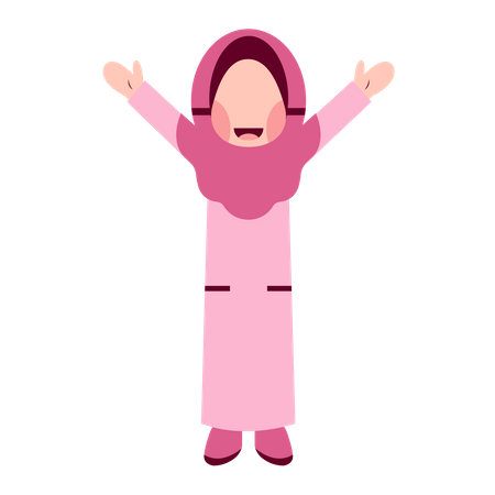 Happy Hijab Girl  Illustration