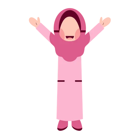 Happy Hijab Girl  Illustration