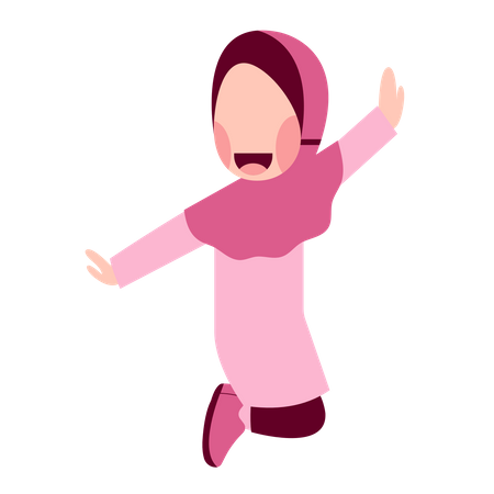 Happy Hijab Girl  Illustration