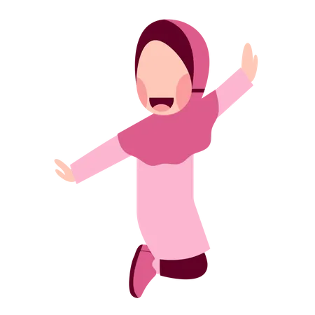 Happy Hijab Girl  Illustration