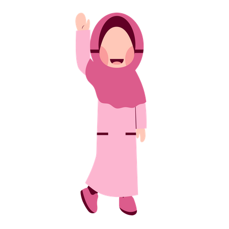 Happy Hijab Girl  Illustration