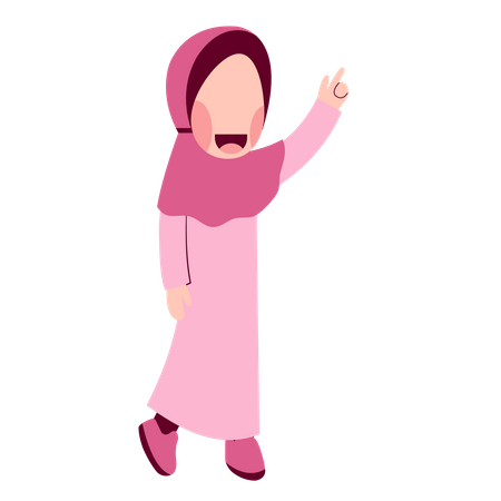 Happy Hijab Girl  Illustration