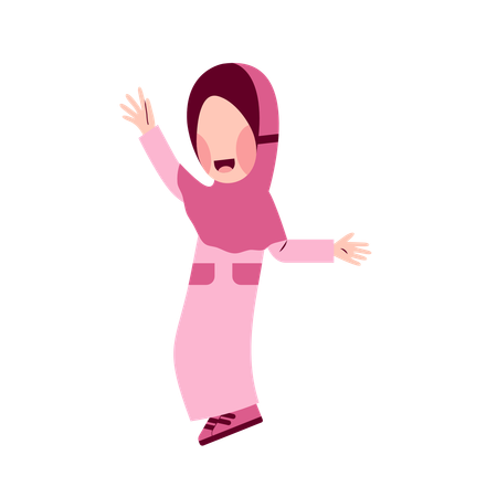 Happy Hijab Girl  Illustration