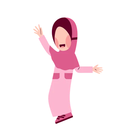 Happy Hijab Girl  Illustration