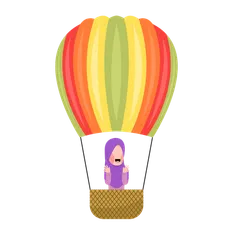 Muslim Riding Hot Air Balloon Illustration Pack