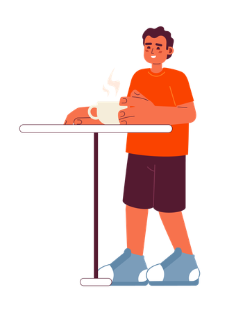 Happy hispanic man in cafeteria  Illustration