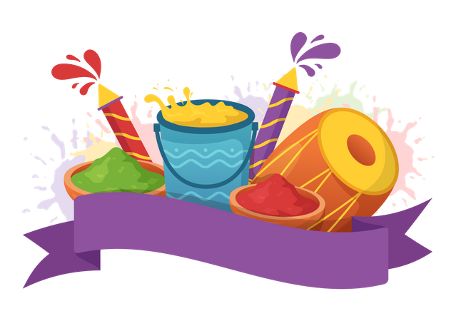 Happy Holi festival celebration  イラスト