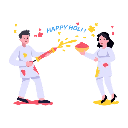 Happy Holi  Illustration