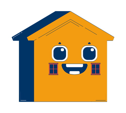 Happy home with smiling face  Illustration
