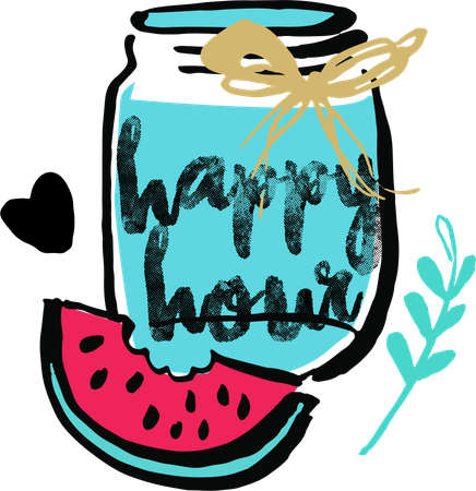 Happy hour with watermelon juice  Illustration