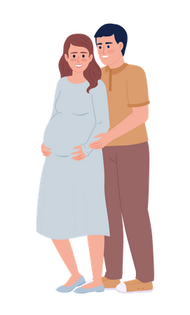 Happy husband showing affection to expectant wife  Illustration
