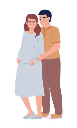 Happy husband showing affection to expectant wife  Illustration