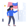 illustration girl holding america flag