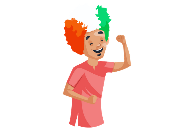 Happy indian boy wearing tricolor hat  Illustration