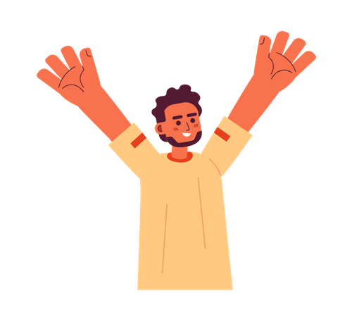 Happy indian man raising hand  일러스트레이션