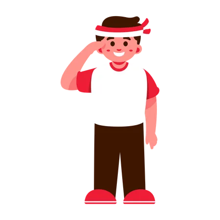 Illustration Of A Smiling Boy In A Red And White Outfit Saluting The Style Is Cheerful And Vibrant With Predominant Red White And Brown Colors Indonesia Independence Day Illustration