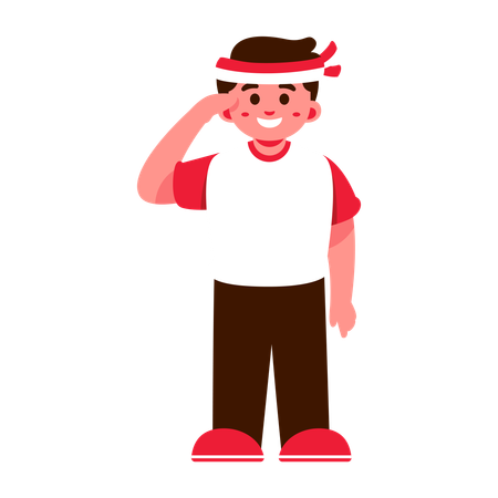 Happy Indonesia Boy Saluting  Illustration