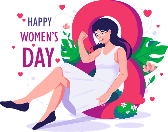 Happy International Women's Day on 8th march  Illustration