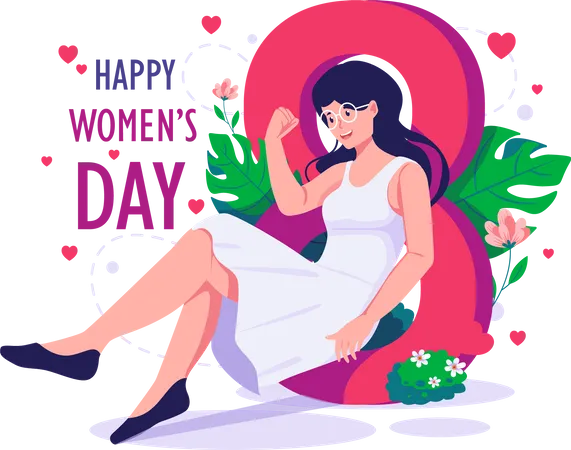 Happy International Women's Day on 8th march  Illustration