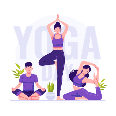 Happy international yoga day  Illustration