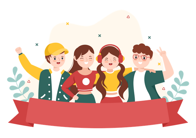 Happy International Youth Day  Illustration