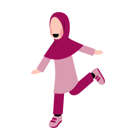 Happy Islamic girl running Illustration
