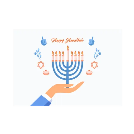 Happy Jewish holiday Hanukkah  Illustration